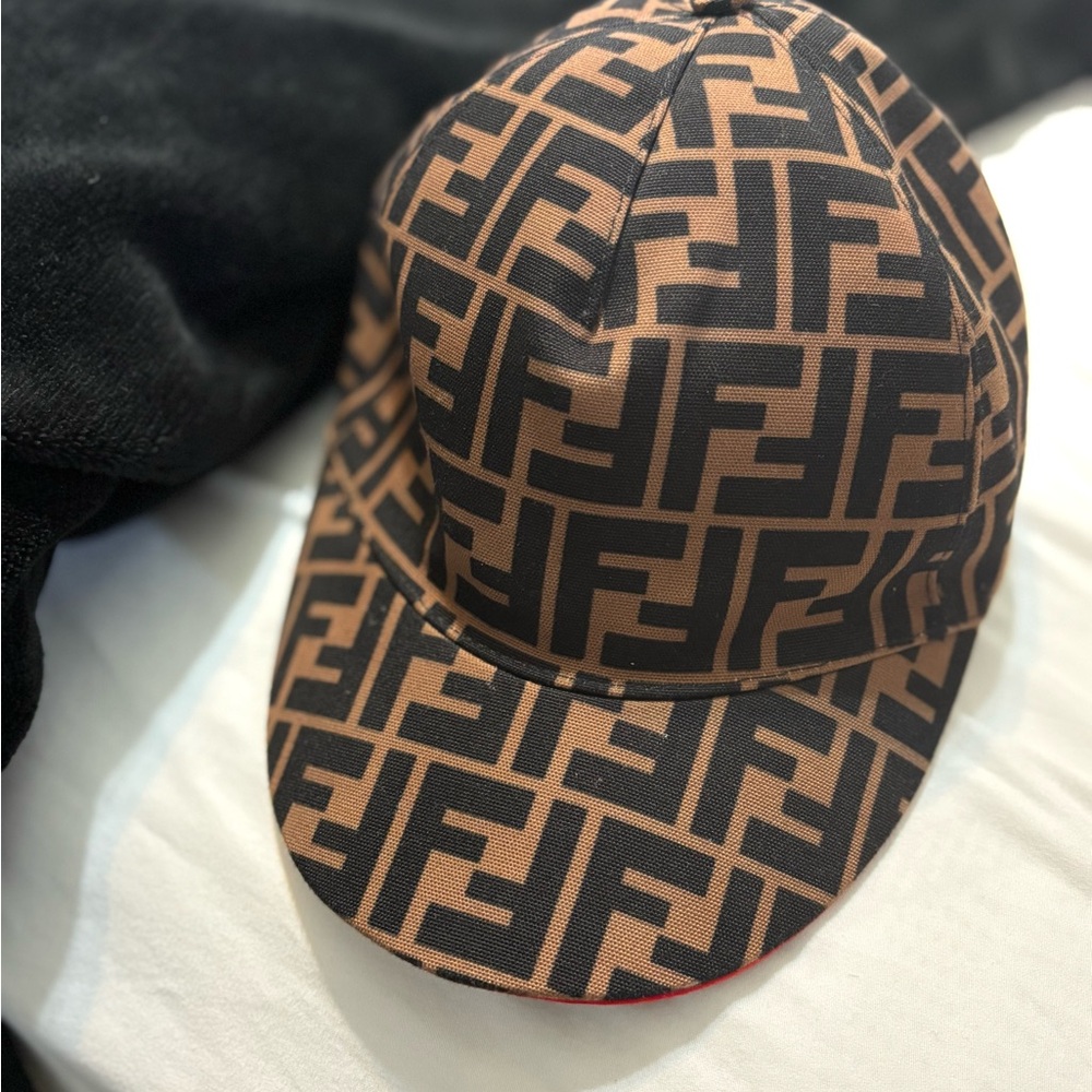 Fendi Brown and Black Logo Cap